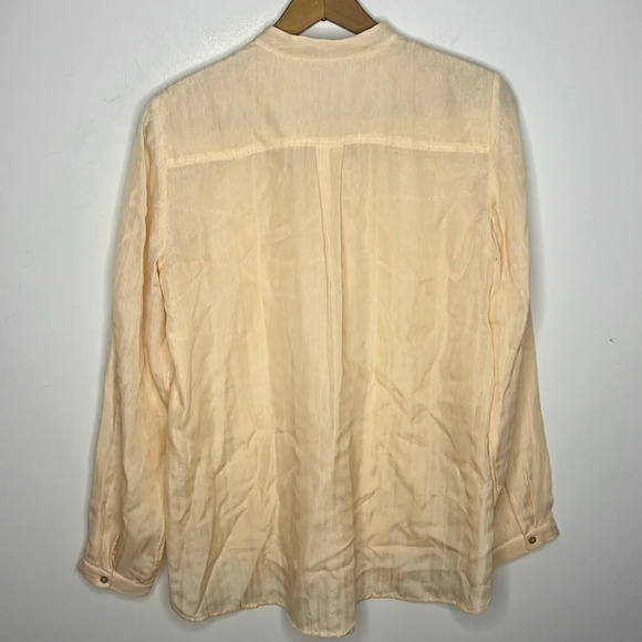 EILEEN FISHER Petite Silk Blend Button Up Rounded Collar Blouse - Picture 6 of 12